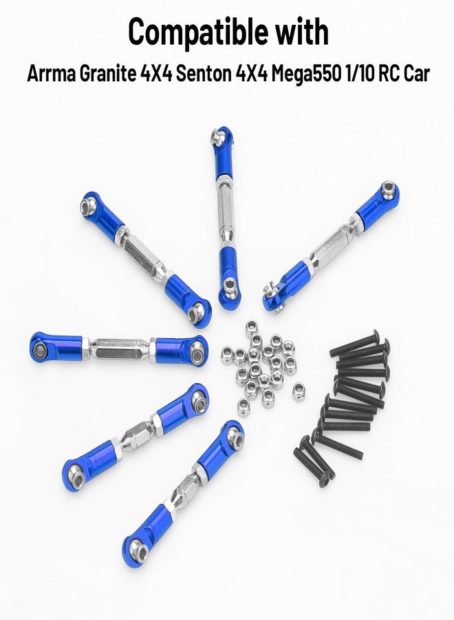 daitoku Turnbuckles Rod Camber Links, daitoku RC Turnbuckles Link Adjustable Steering Linkage Tie Rods for Arrma Granite 4X4 Senton 4X4 Mega550 1/10 RC Car (Blue) - Image 3